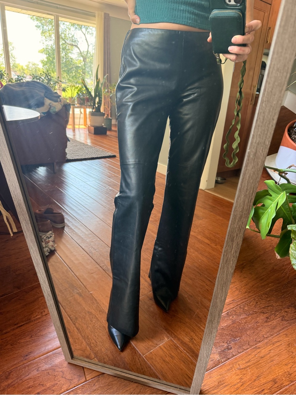 Danier Black Leather Boot cut Pants